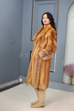 Load image into Gallery viewer, Full length Saga red fox fur coat with shawl collar