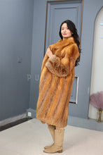 Load image into Gallery viewer, Full length Saga red fox fur coat with shawl collar