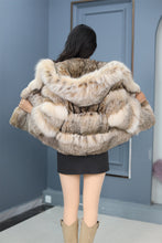 Load image into Gallery viewer, Natural lynx fur hooded coat & jacket