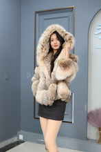 Load image into Gallery viewer, Natural lynx fur hooded coat & jacket