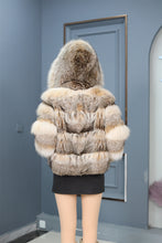 Load image into Gallery viewer, Natural lynx fur hooded coat & jacket