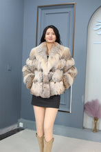 Load image into Gallery viewer, Natural lynx fur hooded coat & jacket
