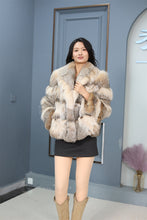 Load image into Gallery viewer, Natural lynx fur hooded coat & jacket