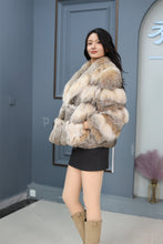 Load image into Gallery viewer, Natural lynx fur hooded coat & jacket