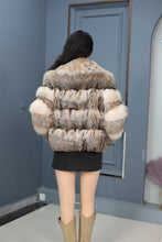 Load image into Gallery viewer, Natural lynx fur hooded coat & jacket