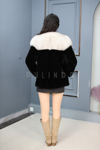 Load image into Gallery viewer, Natural Saga mink fur coat & jacket with blue fox trim
