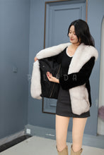 Load image into Gallery viewer, Natural Saga mink fur coat & jacket with blue fox trim