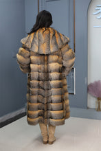 Load image into Gallery viewer, Full length Saga gray fox fur coat with shawl collar