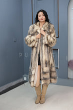 Load image into Gallery viewer, Full length opossum fur coat with shawl collar