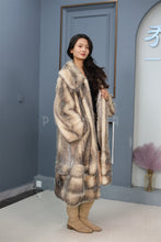 Load image into Gallery viewer, Full length opossum fur coat with shawl collar