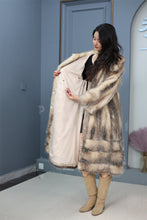 Load image into Gallery viewer, Full length opossum fur coat with shawl collar