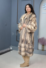 Load image into Gallery viewer, Full length opossum fur coat with shawl collar