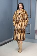 Load image into Gallery viewer, Full length fitch fur coat with shawl collar