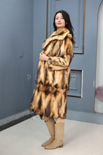 Load image into Gallery viewer, Full length fitch fur coat with shawl collar