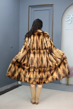 Load image into Gallery viewer, Full length fitch fur coat with shawl collar