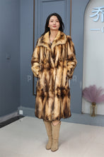 Load image into Gallery viewer, Full length fitch fur coat with shawl collar