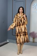 Load image into Gallery viewer, Full length fitch fur coat with shawl collar
