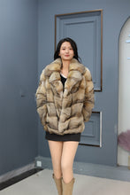 Load image into Gallery viewer, Natural Saga gray fox fur coat & jacket with english collar