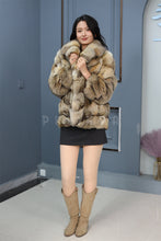 Load image into Gallery viewer, Natural Saga gray fox fur coat & jacket with english collar