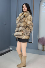Load image into Gallery viewer, Natural Saga gray fox fur coat & jacket with english collar