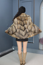 Load image into Gallery viewer, Natural Saga gray fox fur coat & jacket with english collar