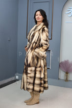 Load image into Gallery viewer, Full length fitch fur coat with shawl collar