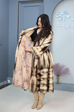 Load image into Gallery viewer, Full length fitch fur coat with shawl collar