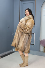 Load image into Gallery viewer, Full length coyote fur coat with shawl collar