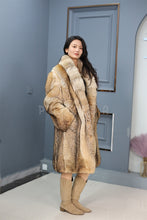 Load image into Gallery viewer, Full length coyote fur coat with shawl collar