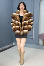 Load image into Gallery viewer, Natural rex rabbit fur coat & jacket with shawl collar