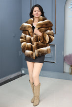 Load image into Gallery viewer, Natural rex rabbit fur coat & jacket with shawl collar