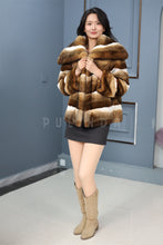 Load image into Gallery viewer, Natural rex rabbit fur coat & jacket with shawl collar