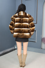 Load image into Gallery viewer, Natural rex rabbit fur coat & jacket with shawl collar