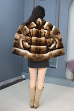 Load image into Gallery viewer, Natural rex rabbit fur coat & jacket with shawl collar
