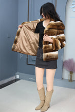 Load image into Gallery viewer, Natural rex rabbit fur coat & jacket with shawl collar