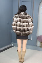 Load image into Gallery viewer, Natural chinchilla rex fur coat & jacket with shawl collar