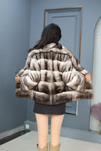 Load image into Gallery viewer, Natural chinchilla rex fur coat & jacket with shawl collar