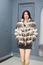 Load image into Gallery viewer, Natural chinchilla rex fur coat & jacket with shawl collar
