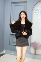 Load image into Gallery viewer, Natural karakul coat & jacket with mink shawl collar