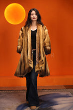 Load image into Gallery viewer, Mid-length natural golden marten coat with shawl collar