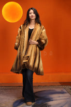 Load image into Gallery viewer, Mid-length natural golden marten coat with shawl collar