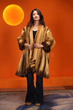 Load image into Gallery viewer, Mid-length natural golden marten coat with shawl collar