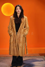 Load image into Gallery viewer, Full length natural golden marten coat with shawl collar