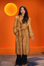 Load image into Gallery viewer, Full length natural golden marten coat with shawl collar