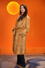 Load image into Gallery viewer, Full length natural golden marten coat with shawl collar