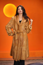 Load image into Gallery viewer, Full length natural golden marten coat with shawl collar