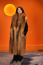 Load image into Gallery viewer, Full length natural finnraccoon fur coat with shawl collar