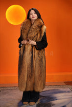 Load image into Gallery viewer, Full length natural finnraccoon fur coat with shawl collar
