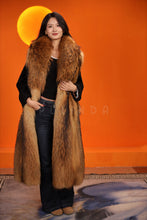 Load image into Gallery viewer, Full length natural finnraccoon fur coat with shawl collar