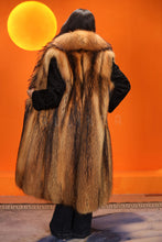 Load image into Gallery viewer, Full length natural finnraccoon fur coat with shawl collar